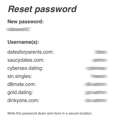 New passwords created